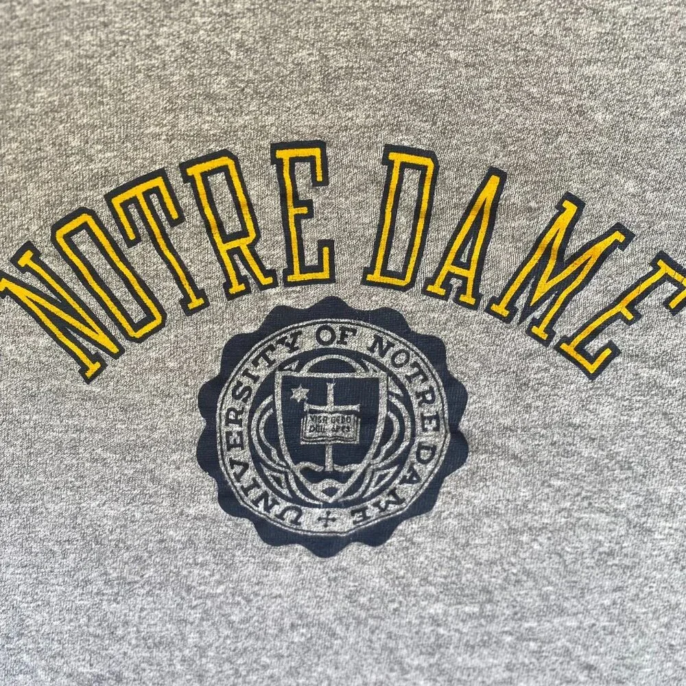 Vintage 90s Champion University Notre Dame T-Shirt Gray L Single Stitch College - Picture 2 of 5